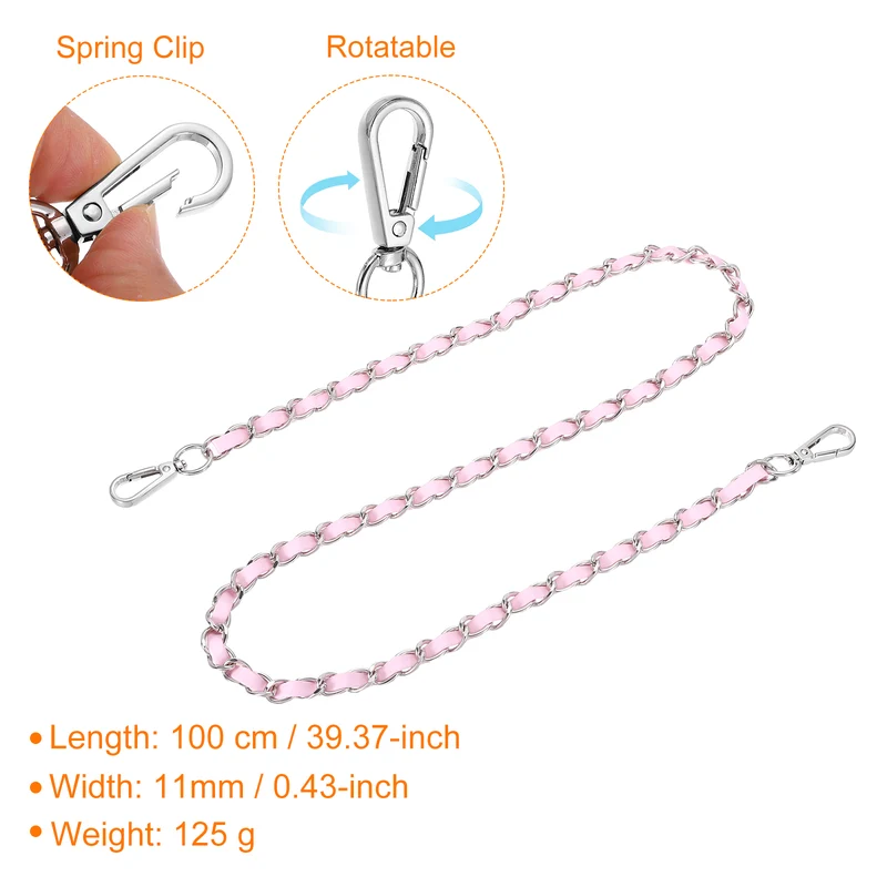 39" Purse Strap with Buckle for Shoulder and Cross Body(Pink+Silver)