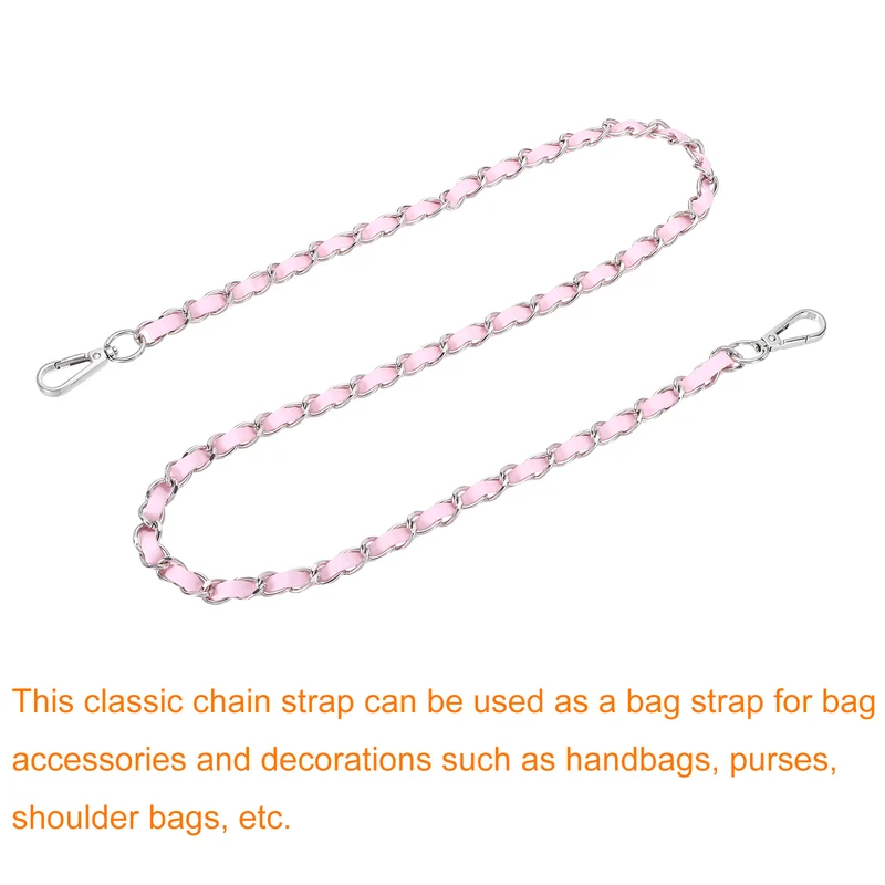 39" Purse Strap with Buckle for Shoulder and Cross Body(Pink+Silver)