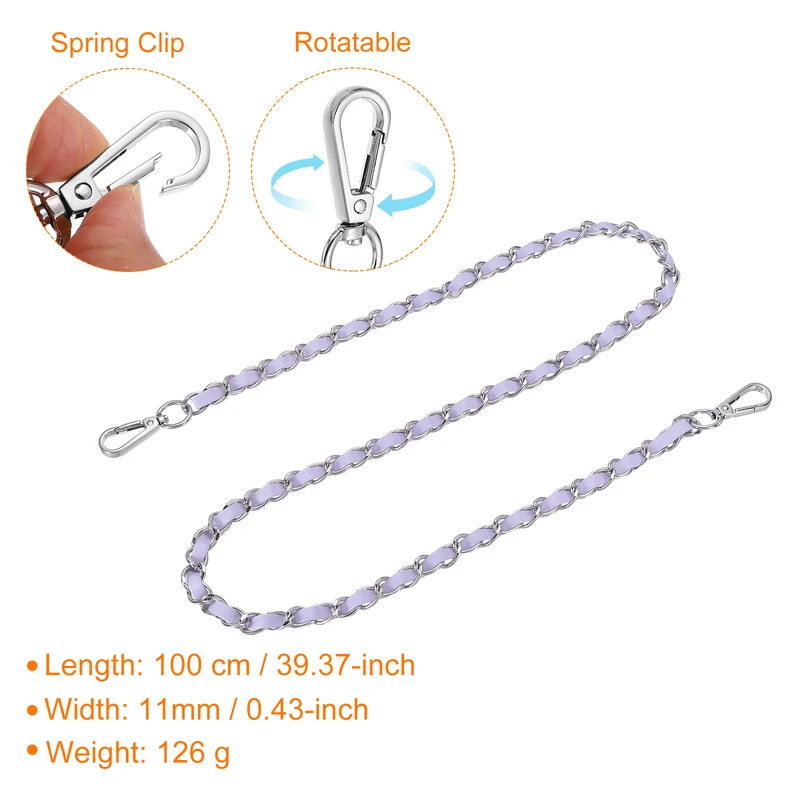 39" Purse Strap with Buckle for Shoulder and Cross Body(Purple+Silver)