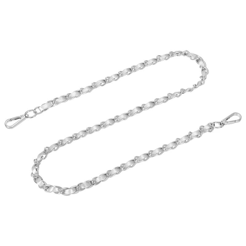 39" Purse Strap with Buckle for Shoulder and Cross Body(Silver+Silver)