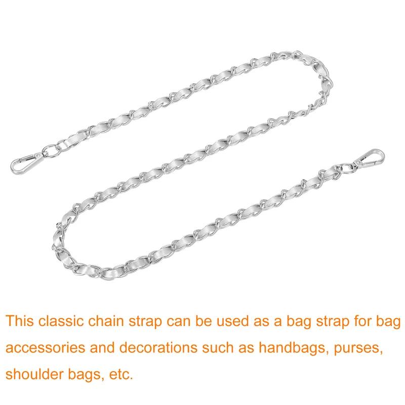 39" Purse Strap with Buckle for Shoulder and Cross Body(Silver+Silver)