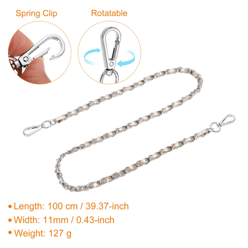 39" Purse Strap with Buckle for Shoulder and Cross Body(Gold+Silver)