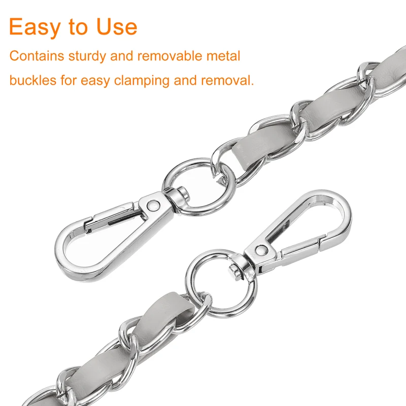 39" Purse Strap with Buckle for Shoulder and Cross Body(Gray+Silver)