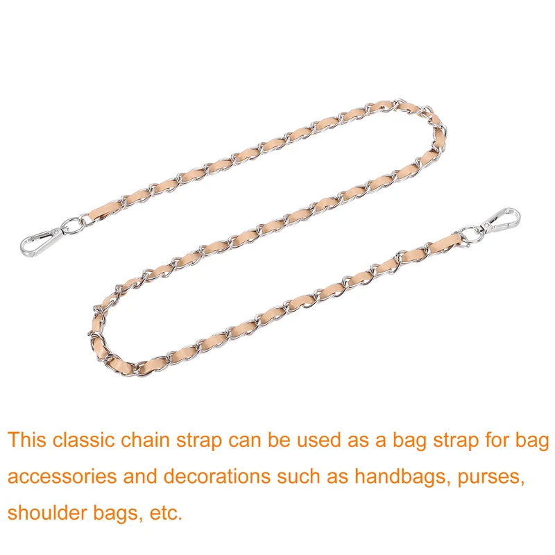39" Purse Strap with Buckle for Shoulder and Cross Body(Khaki+Silver)