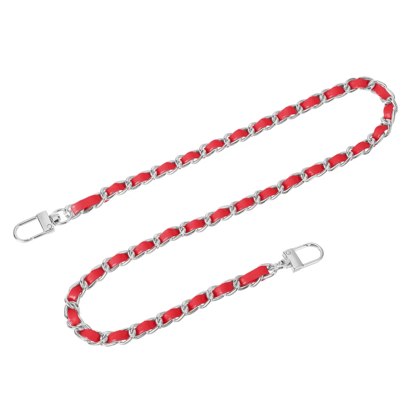 24" Purse Chain Strap with Buckles for Shoulder (Red + Silver)