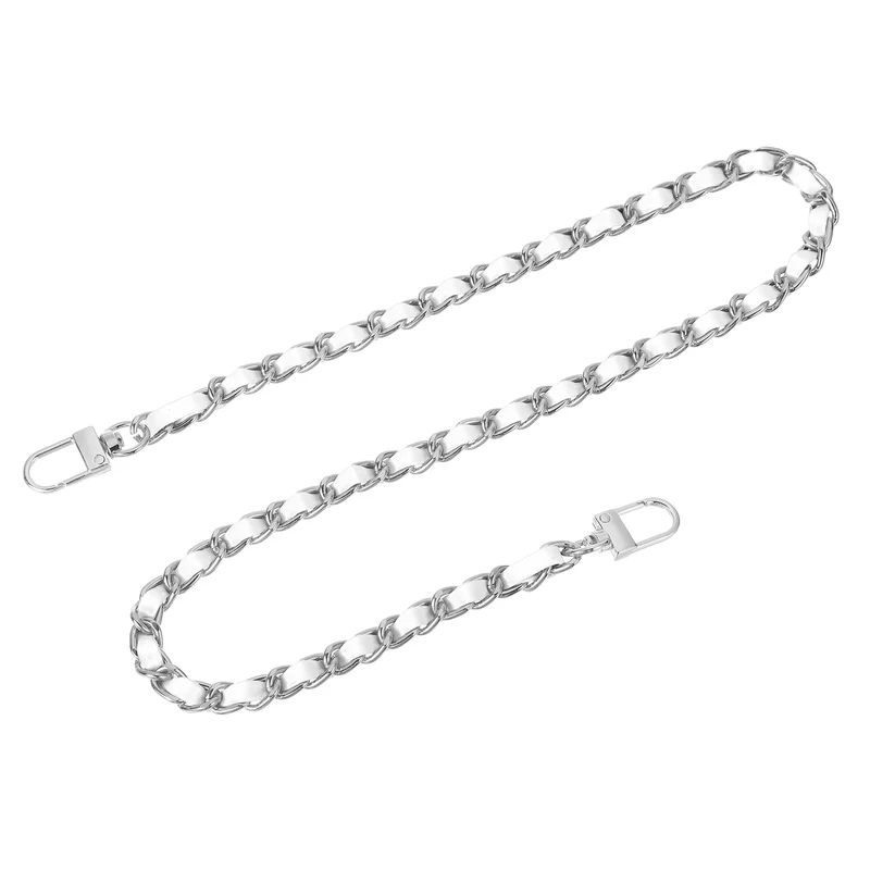 24" Purse Chain Strap with Buckles for Shoulder White Silver