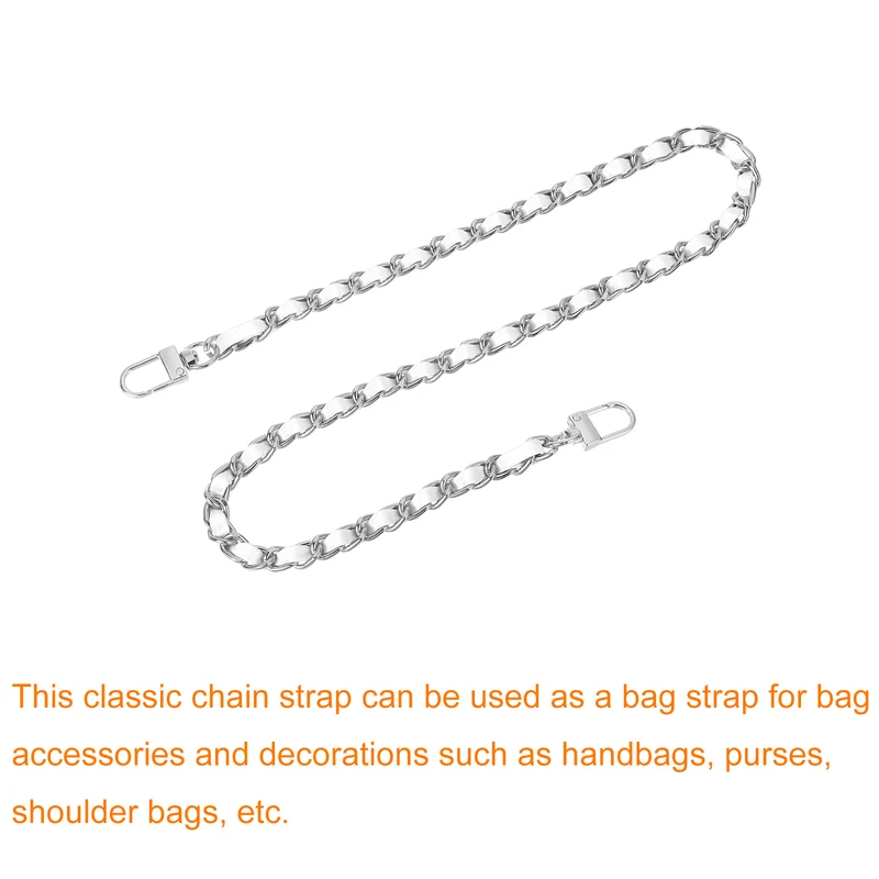 24" Purse Chain Strap with Buckles for Shoulder White Silver