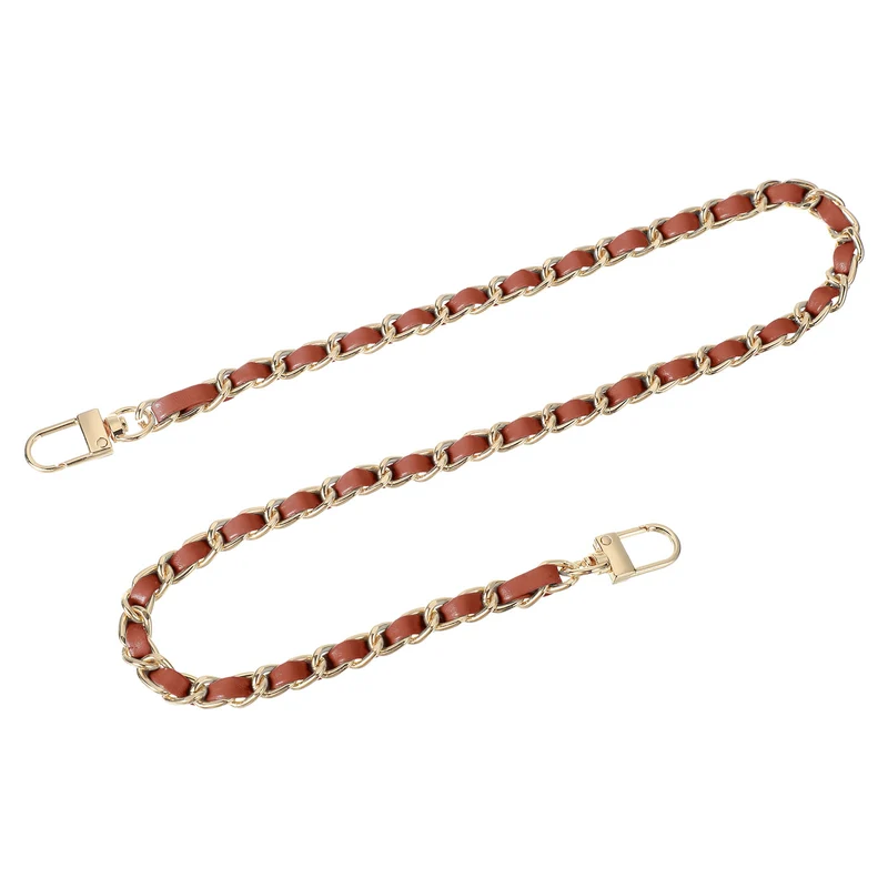 24" Purse Chain Strap with Buckles for Shoulder (Brown + Gold)