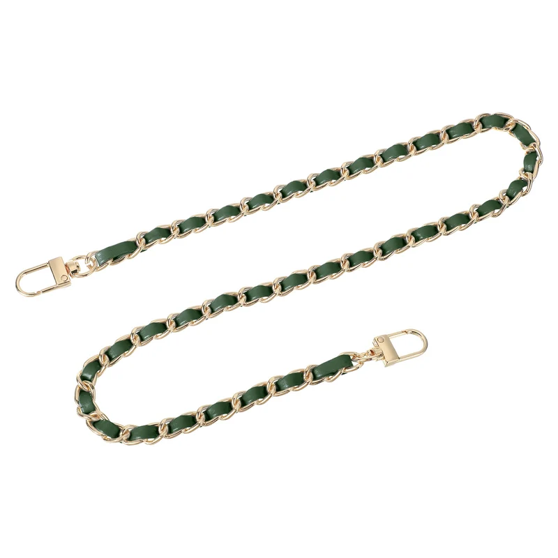 24" Purse Chain Strap with Buckles for Shoulder (Green + Gold)