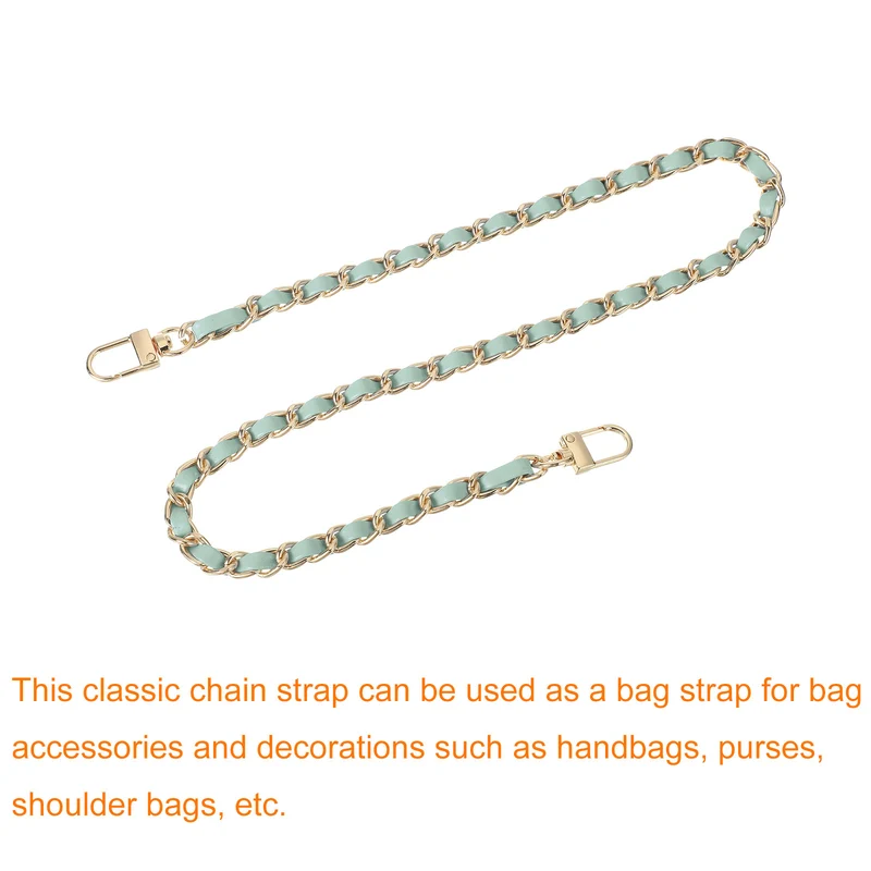 24" Purse Chain Strap with Buckles for Shoulder (Light Green + Gold)
