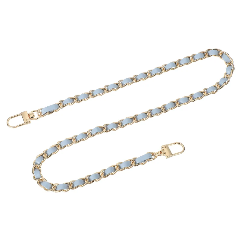 24" Purse Chain Strap with Buckles for Shoulder (Sky Blue + Gold)