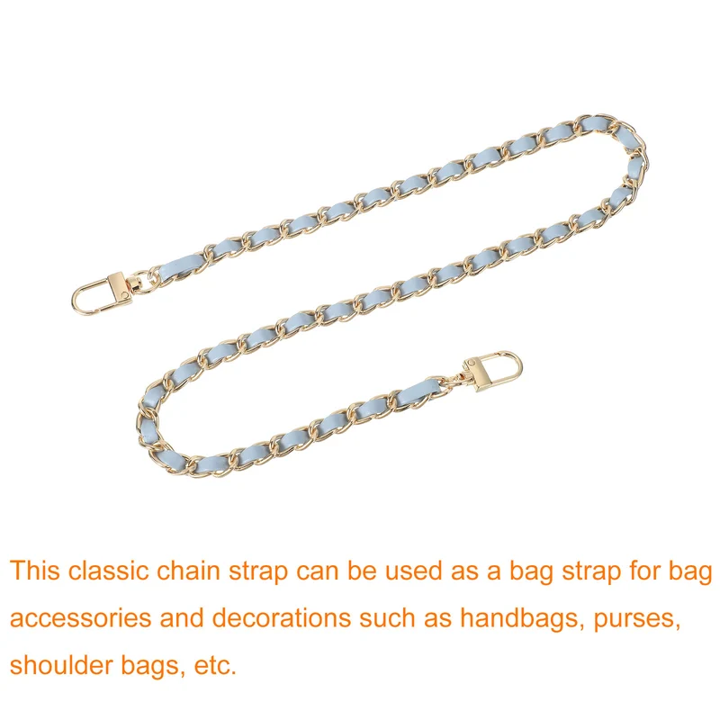 24" Purse Chain Strap with Buckles for Shoulder (Sky Blue + Gold)