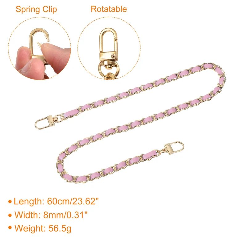 24" Purse Chain Strap with Buckles for Shoulder (Pink + Gold)