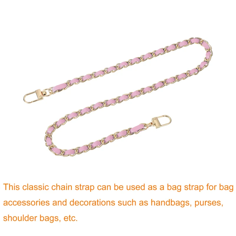 24" Purse Chain Strap with Buckles for Shoulder (Pink + Gold)