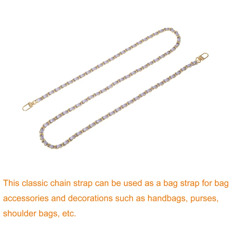47" Purse Chain Strap with Buckles for Shoulder and Cross Body (Purple + Gold)