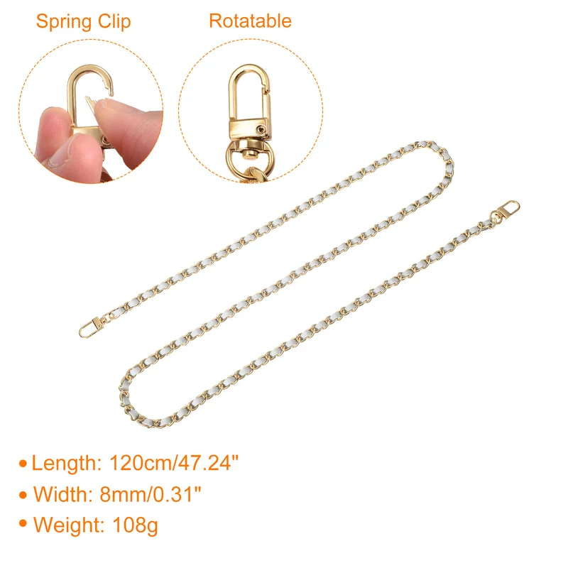 47" Purse Chain Strap with Buckles for Shoulder and Cross Body (Silver + Gold)