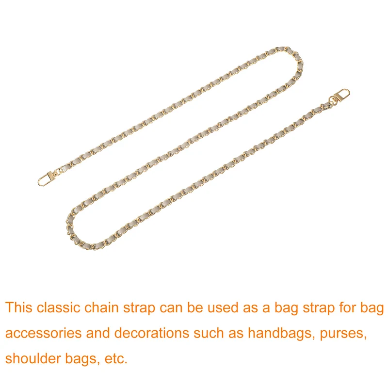 47" Purse Chain Strap with Buckles for Shoulder and Cross Body (Gold + Gold)