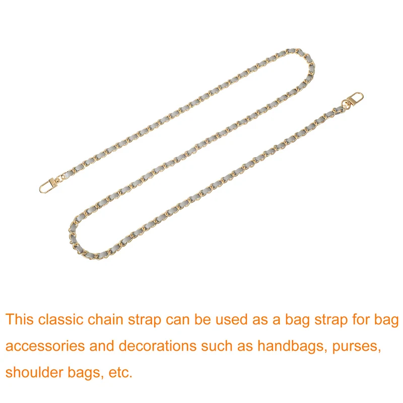 47" Purse Chain Strap with Buckles for Shoulder and Cross Body (Gray + Gold)