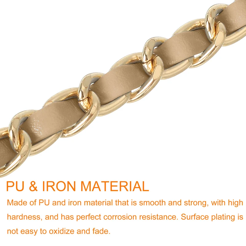 47" Purse Chain Strap with Buckles for Shoulder and Cross Body (Khaki + Gold)