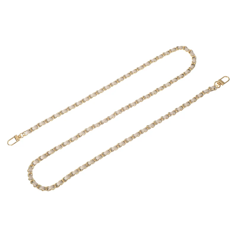 47" Purse Chain Strap with Buckles for Shoulder and Cross Body Beige Gold