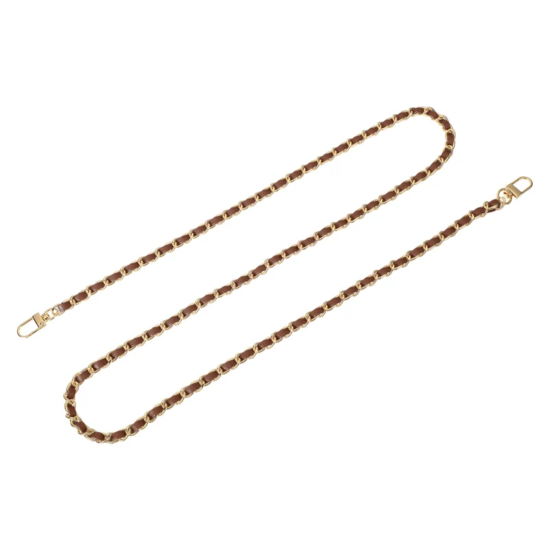 47" Purse Chain Strap with Buckles for Shoulder, Cross Body (Dark Brown + Gold)