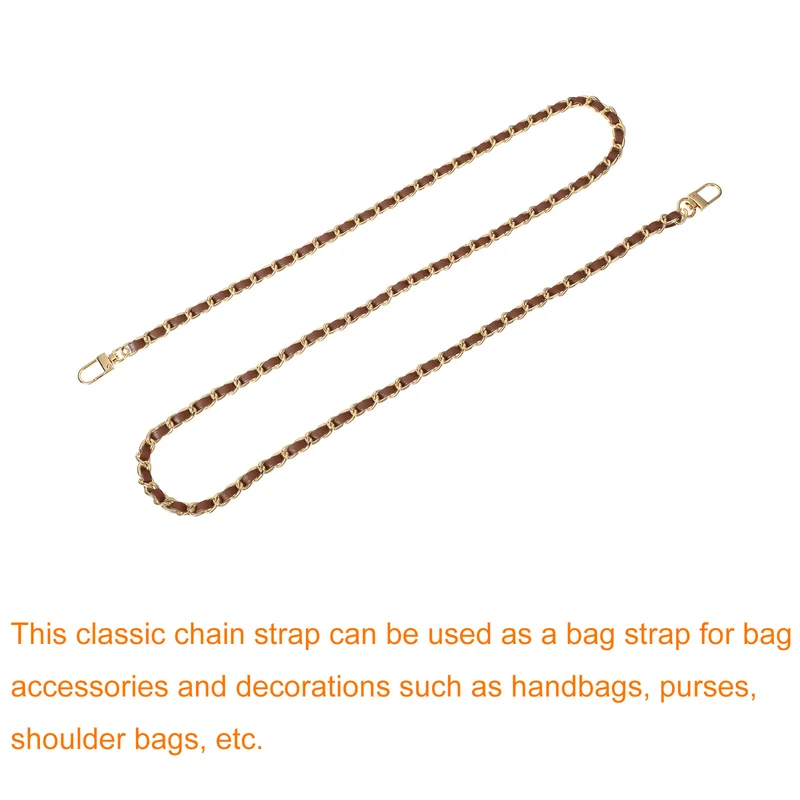 47" Purse Chain Strap with Buckles for Shoulder, Cross Body (Dark Brown + Gold)