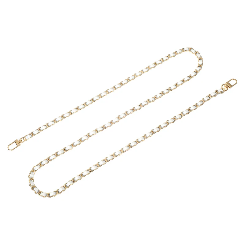 47" Purse Chain Strap with Buckles for Shoulder and Cross Body (White + Gold)