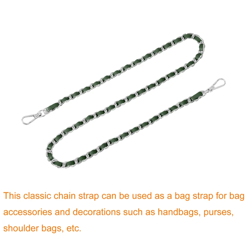 Purse Strap 32" Leather for Shoulder Strap (Green Silver)