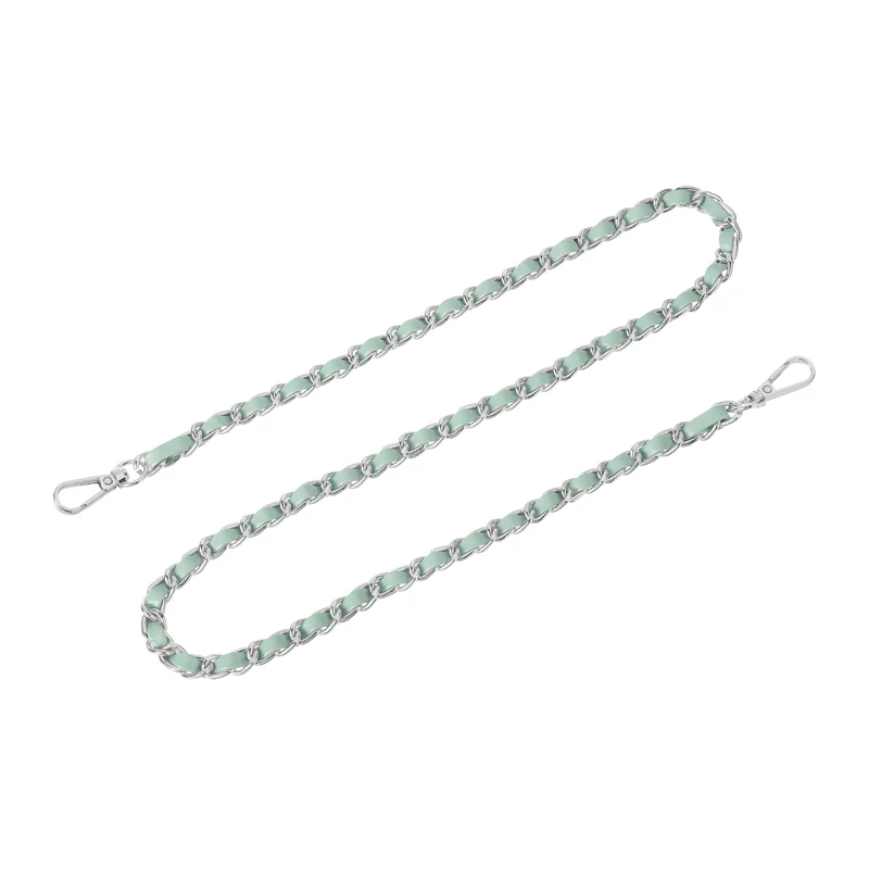 Purse Strap, 32" Leather for Shoulder Strap (Light Green, Silver)