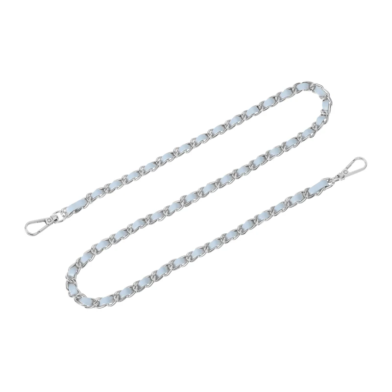 Purse Strap, 32" Leather for Shoulder Strap (Sky Blue, Silver)