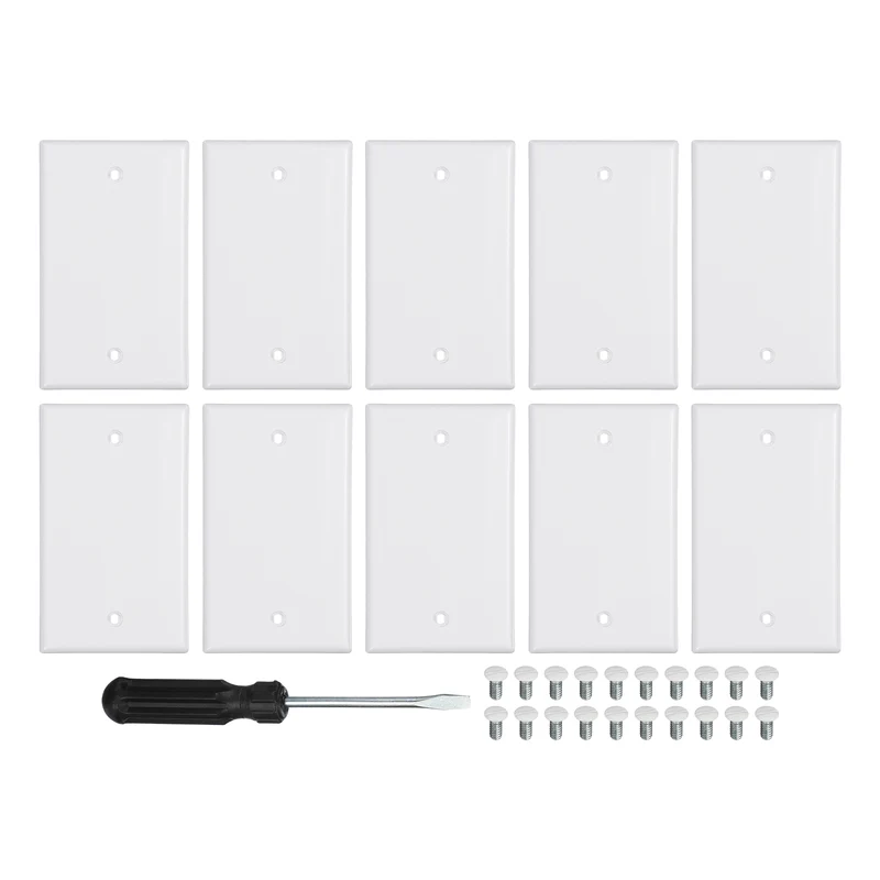 10PCS Blank Wall Plate Wall Plates 1-Gang Switch, White, 4.5x2.7"