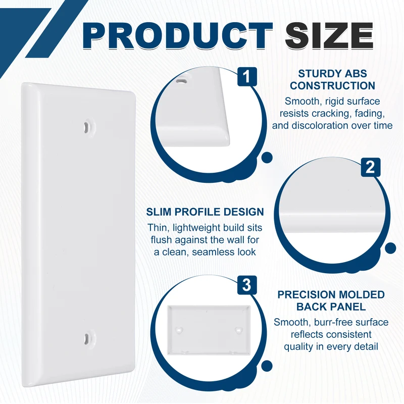 10PCS Blank Wall Plate Wall Plates 1-Gang Switch, White, 4.5x2.7"