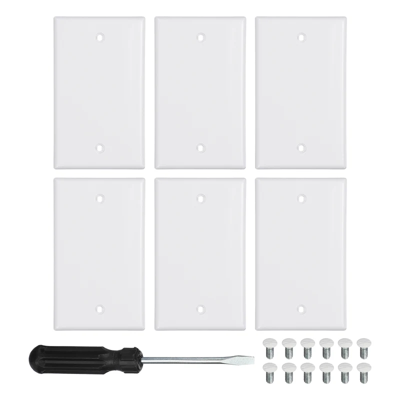 6PCS Blank Wall Plate Wall Plates 1-Gang Switch, White, 4.5x2.7"