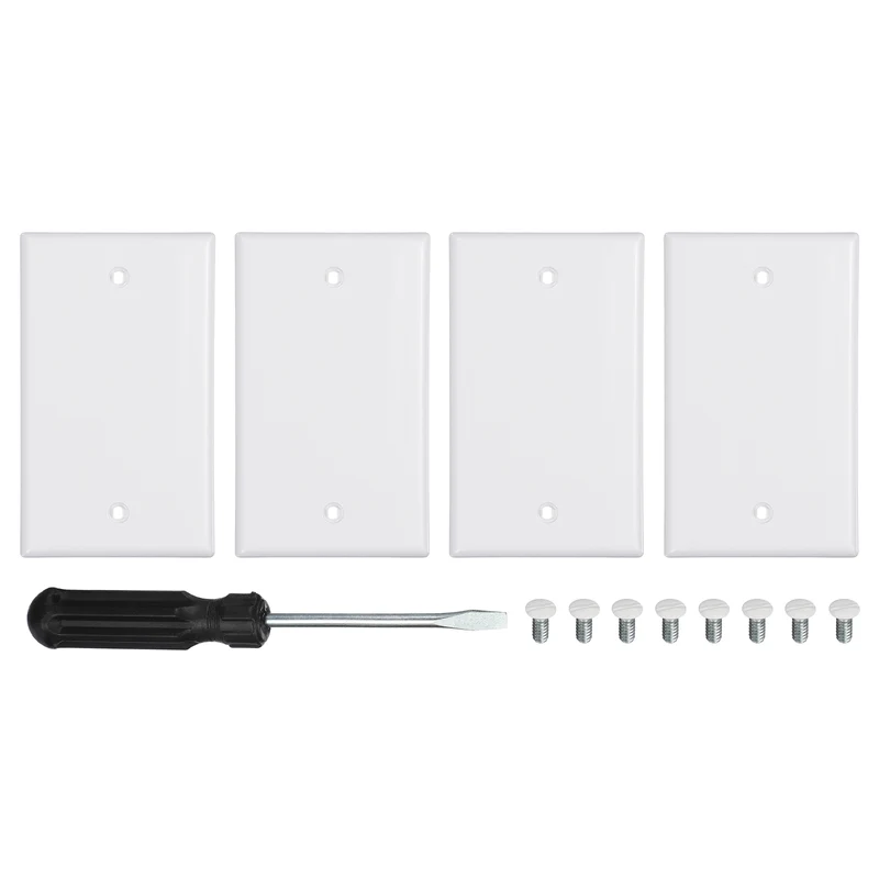 4PCS Blank Wall Plate Wall Plates 1-Gang Switch, White, 4.5x2.7"