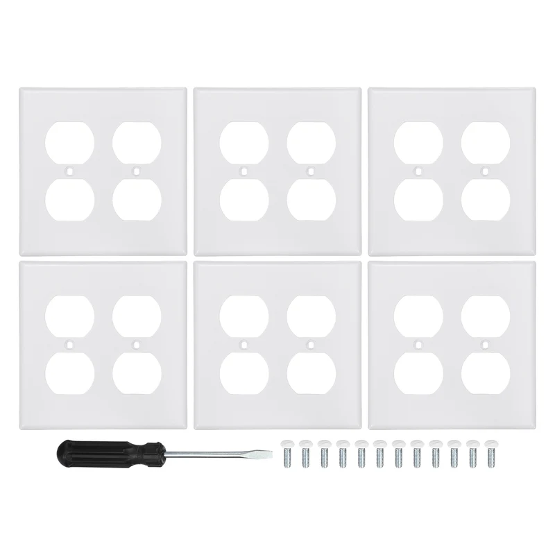 6PCS Quadruple Outlet Wall Plates 2-Gang Switch, White, 4.5x4.5"