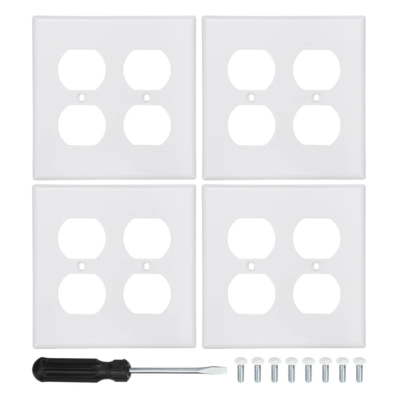 4PCS Quadruple Outlet Wall Plates 2-Gang Switch, White, 4.5x4.5"