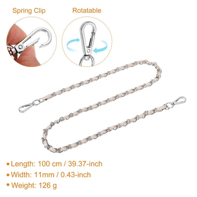 39" Purse Strap with Buckle for Shoulder and Cross Body(Beige+Silver)