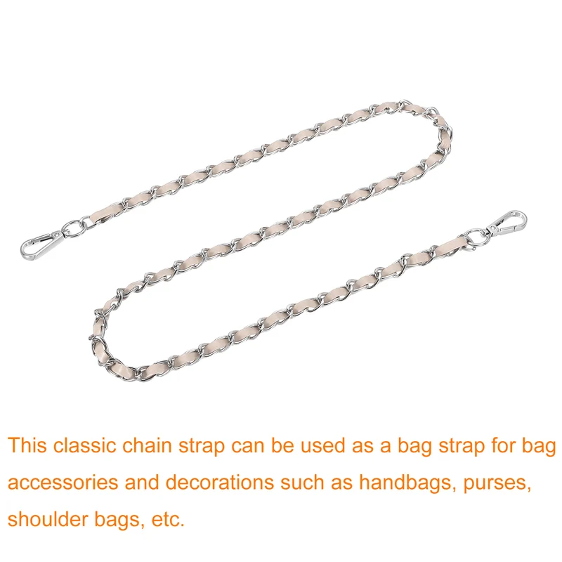 39" Purse Strap with Buckle for Shoulder and Cross Body(Beige+Silver)