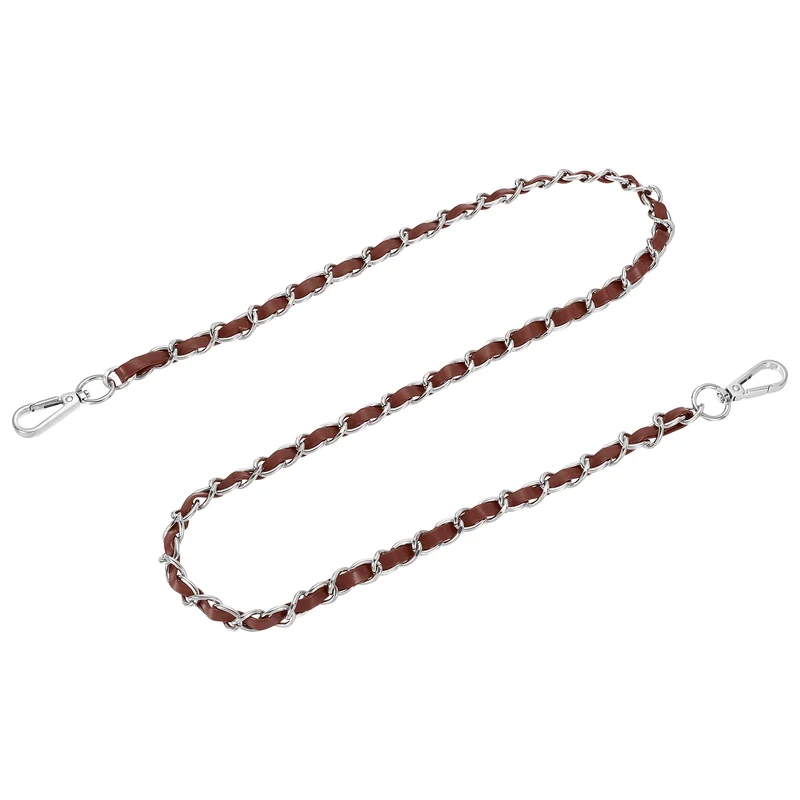 39" Purse Strap with Buckle for Shoulder and Cross Body(Dark Brown+Silver)