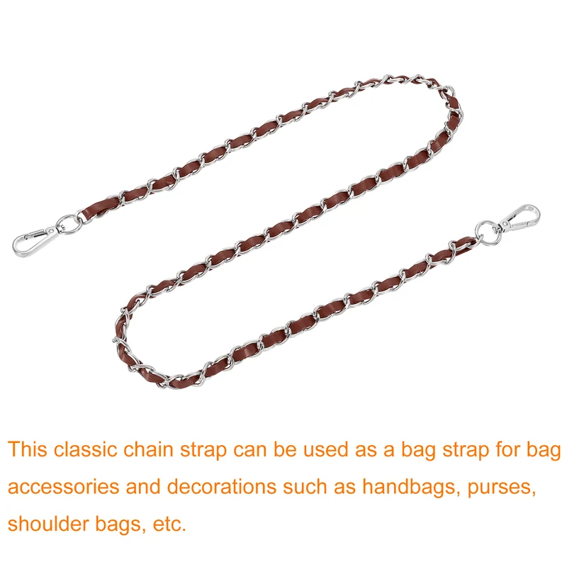 39" Purse Strap with Buckle for Shoulder and Cross Body(Dark Brown+Silver)