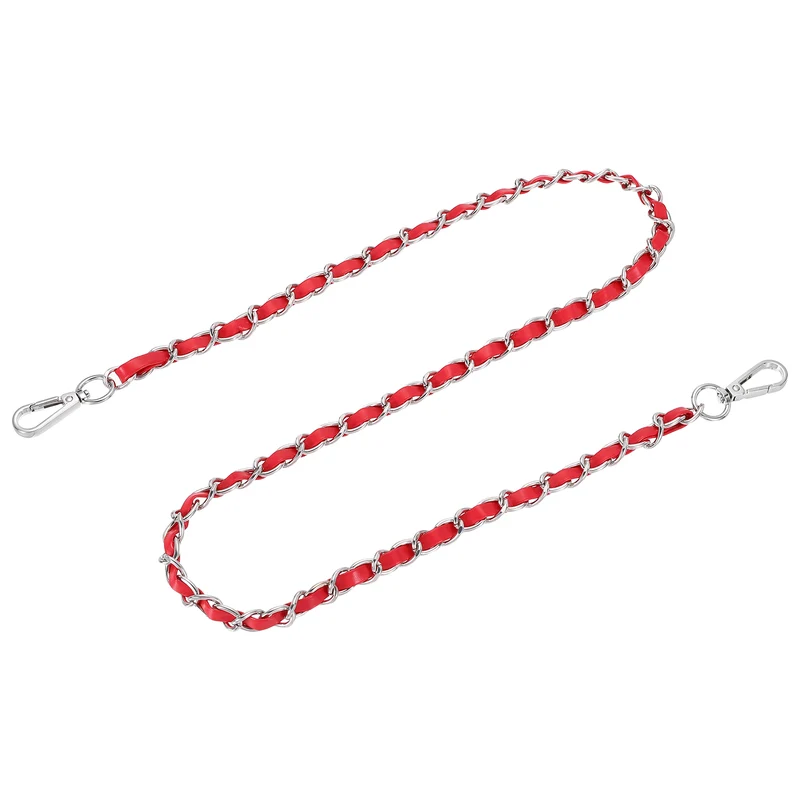39" Purse Strap with Buckle for Shoulder and Cross Body(Red+Silver)