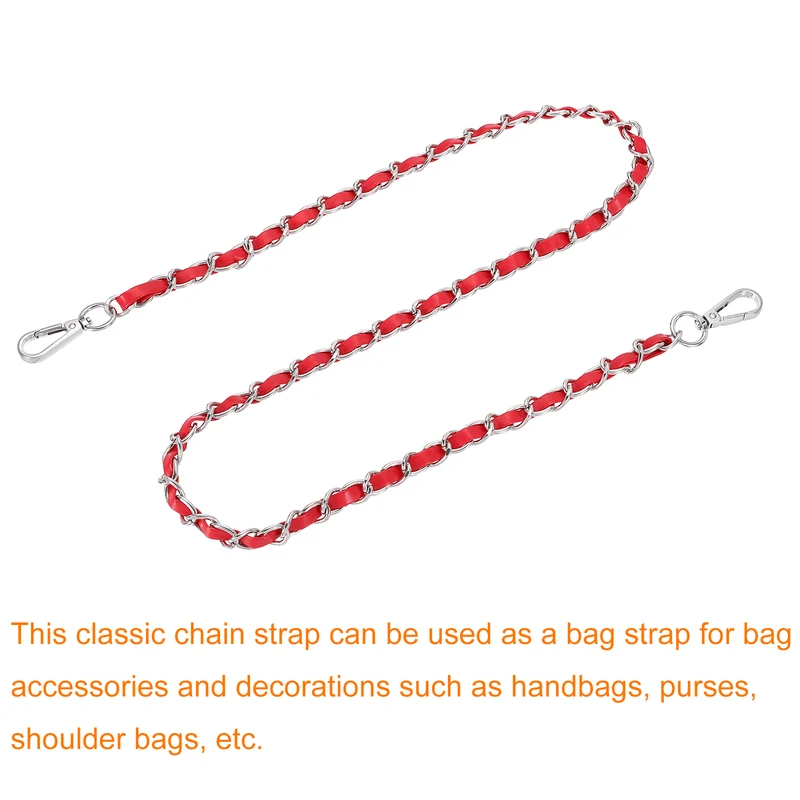 39" Purse Strap with Buckle for Shoulder and Cross Body(Red+Silver)