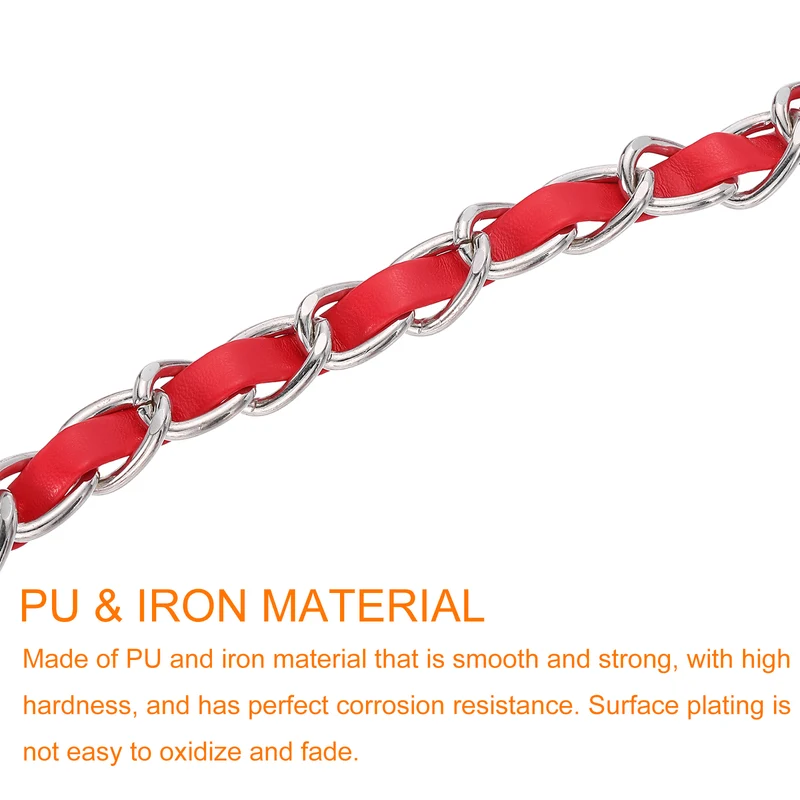 39" Purse Strap with Buckle for Shoulder and Cross Body(Red+Silver)