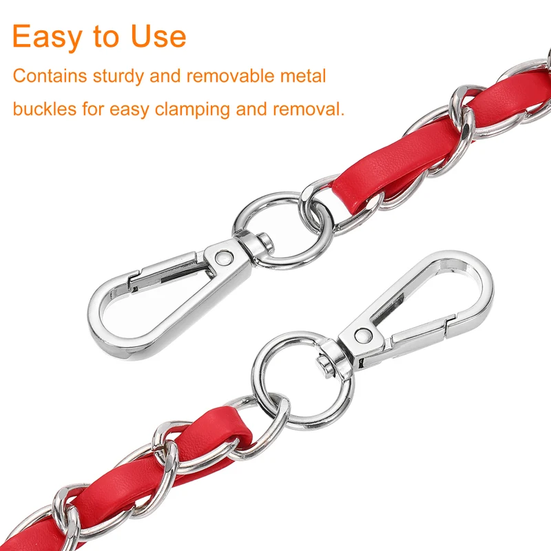 39" Purse Strap with Buckle for Shoulder and Cross Body(Red+Silver)