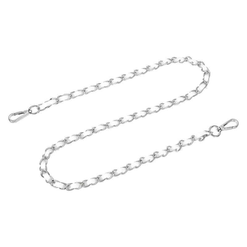 39" Purse Strap with Buckle for Shoulder and Cross Body(White+Silver)