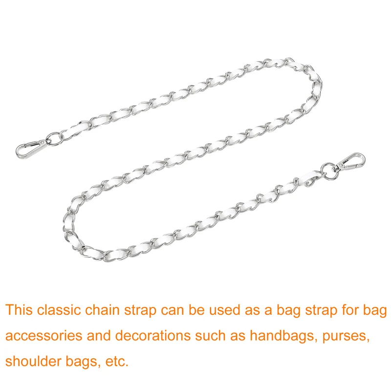 39" Purse Strap with Buckle for Shoulder and Cross Body(White+Silver)