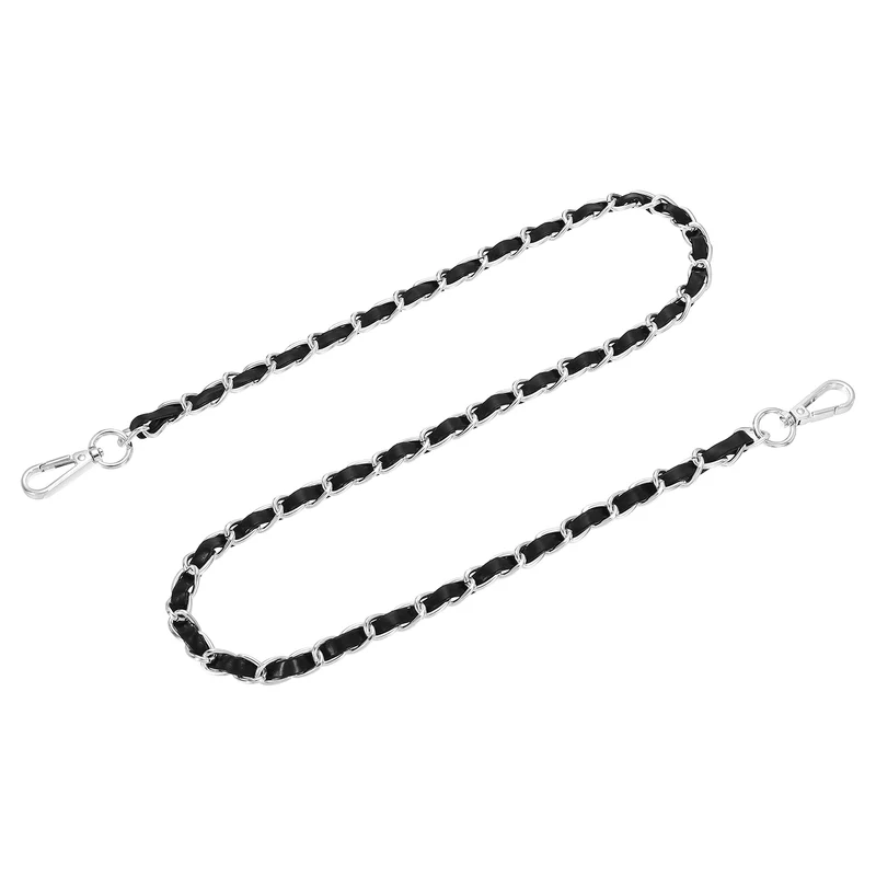 39" Purse Strap with Buckle for Shoulder and Cross Body(Black+Silver)