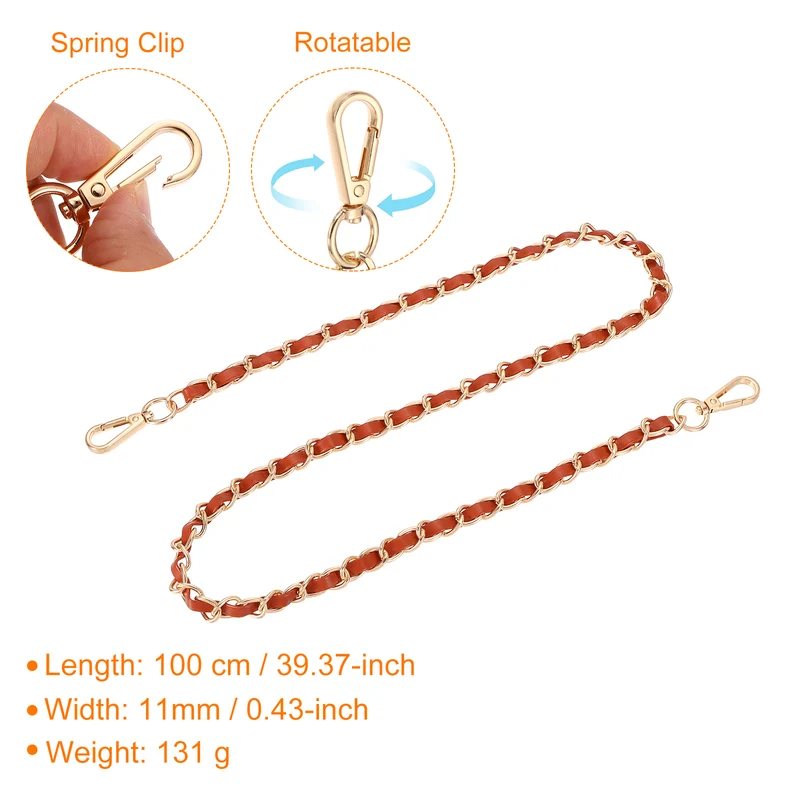39" Purse Strap with Buckle for Shoulder and Cross Body(Brown+Gold)