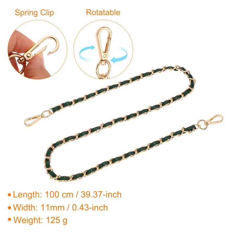 39" Purse Strap with Buckle for Shoulder and Cross Body(Green+Gold)
