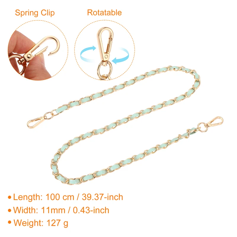 39" Purse Strap with Buckle for Shoulder and Cross Body(Light Green+Gold)